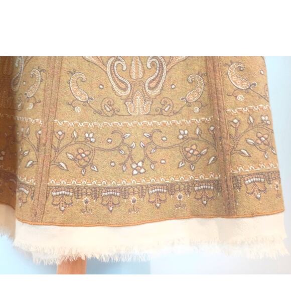 TALBOTS WOOL BLEND GOLD BROWN PAISLEY MOROCCAN INDIAN STYLE SKIRT WMS 12 - Picture 9 of 9